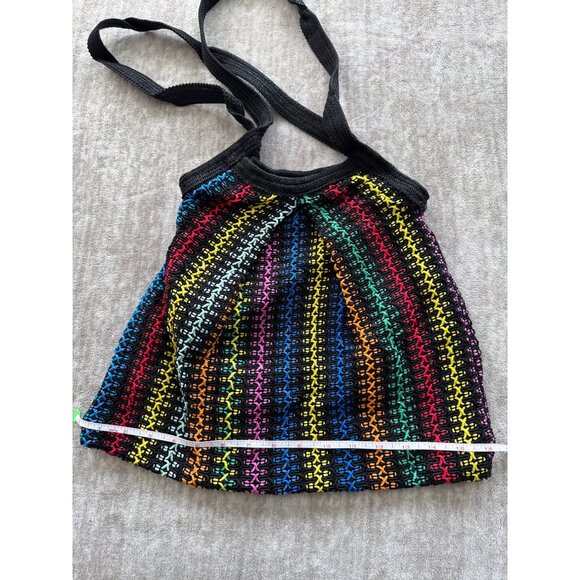 Vintage Black and Rainbow Crochet Tote - Picture 3 of 7